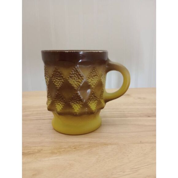 Vintage Anchor hocking, Fire King, kimberly, harvest Gold, ombre , diamond patte - Picture 2 of 6